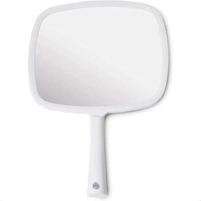 Bild av Mirrorvana handspegel med handtag liten sminkspegel och frisörspegel för smink, kosmetika, hårklippningar platt 20 cm B x 28 L (vit)