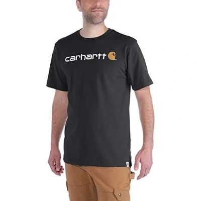 Bild av Carhartt Löst, tung kortärmad logotypgrafik för män, svart, S