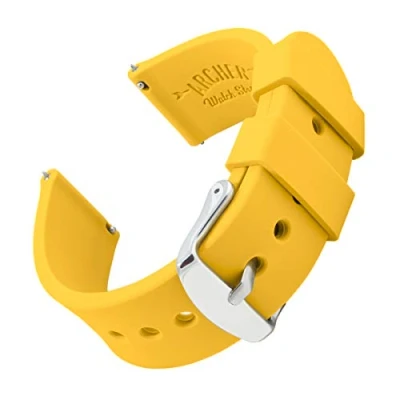 Bild av Archer Watch Straps Klockarmband i Mjuk Silikon för Herr och Damklockor med Snabbkoppling (Naplesgul, 20mm)