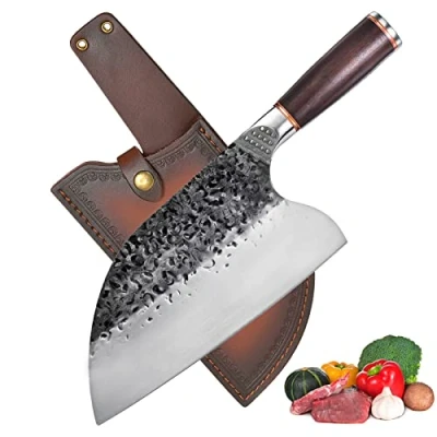 Bild av Kökskniv,Universalkniv,Professionell Kockkniv,Benborttagningskniv,Skärkniv,Kinesisk Kniv,Chopper Kniv,Trähandtag Med Lädermantel För Hem Camping Grill,Klyvkniv,Slaktarkniv,Urbeningskniv,grönsakskniv