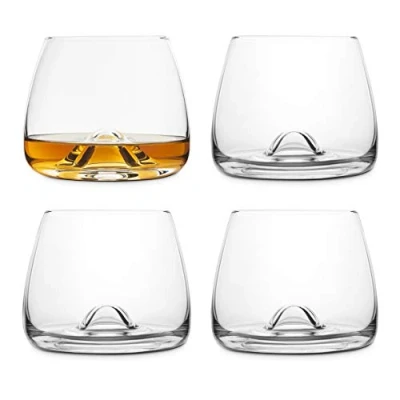 Bild av Final Touch 100 % blyfria whiskyglas i kristall gjorda med DuraSHIELD titan förstärkt för ökad hållbarhet Scotch Whisky glas tumlare set 9 cm 300 ml (4 pack)