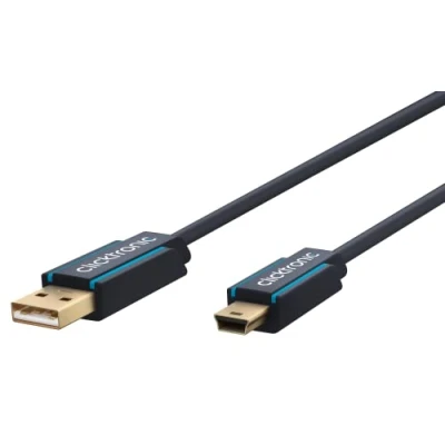 Bild av ClickTronic 1.8m USB 2.0 A Mini B m/m, 1,8 m, A, B, 2.0, Hane/Hane, Blå