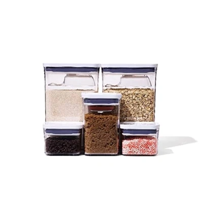 Bild av OXO 11236500 Bra grepp 8 delar bakning väsentligheter POP behållare set lufttät matförvaring, plast, klar