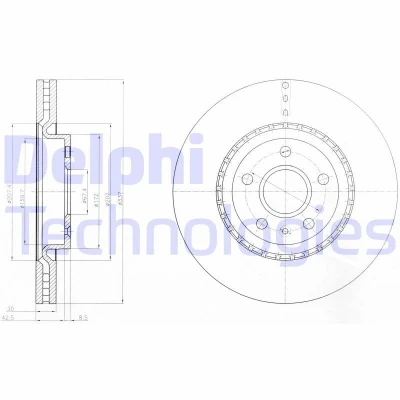 Bild av DELPHI BG9068 Disque de frein 337 30 5 ventilé huilé non traité sans roulement roue, bague ABS OPEL: Insignia A Berline, 3/5 portes
