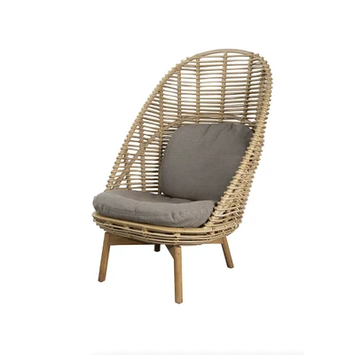 Bild av Cane line Hive Highback Chair Lounge stol Seat: Natural, Weave UT 3 / Cushion: Taupe, AirTouch W73 x D85 H79 SH35 cm