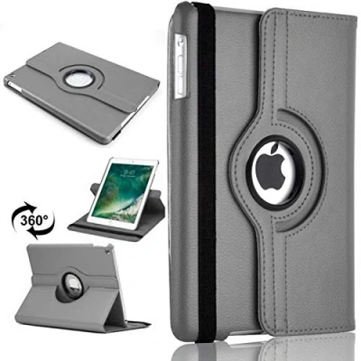 Bild av 360 läder roterande stativ fodral folio skydd för Apple iPad Air 2 (2014) (grå)