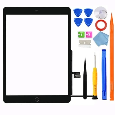 Bild av JPUNG för iPad 7 7:e / 8 8:e generationens skärm ersättning digitizer touch glas 10,2 tum, generationen A2197 A2198 A2200 A2270 A2428 A2429 A2430, + hemknapp, full reparationssats, med