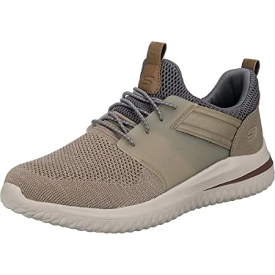 Bild av Skechers Delson 3.0 Cikada herr Sneaker, Taupe Stickad Mesh W Syntetisk, 43 EU