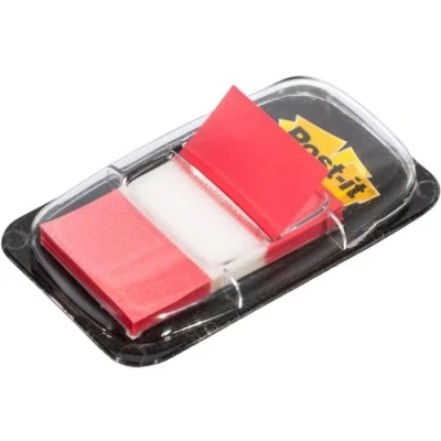 Bild av Post it Index 680 P12, 25,4 x 43,2 mm, blå, gul, grön, röd, 8 50 självhäftande remsor i dispenser