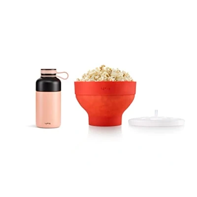 Bild av Lékué Popcorn presentsats, silikon + rostfritt stål isolerad flaska 300 ml