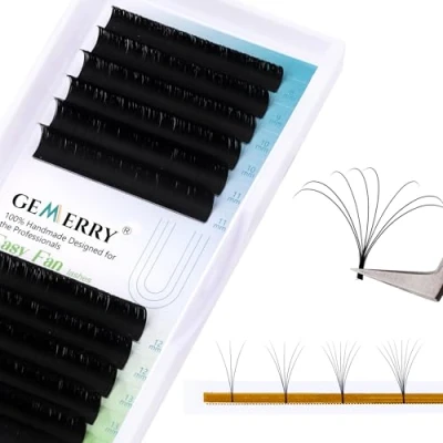 Bild av Easy Volume Lashes 0.07 Eyelash Extension Silk Bouquet Russian D Curl 14mm 3D 5D 6D 8D Natural Individual by GEMERRY (0.07 c MIX8 14mm)
