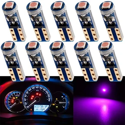 Bild av GLL 10 st Rosa T5 LED Lampor 3030 1 SMD för Bilens Interiör Hastighetsmätare Instrumentbräda Instrument Mätare Kluster Indikator Ljus Panel Lampa