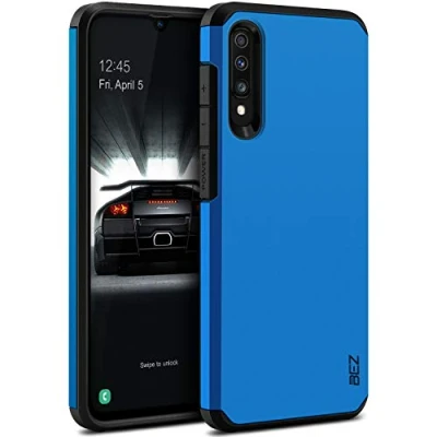 Bild av BEZ Samsung A70 fodral, Galaxy telefonfodral, stöttåligt skydd kompatibelt med A70, stötabsorberande, slitstarkt dubbelt lager tufft (blå)