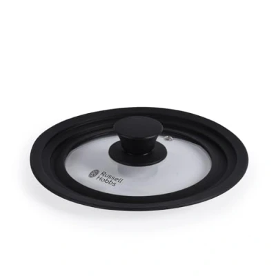 Bild av Russell Hobbs universellt kastrulllock härdat glas med ångventil, passar 16 cm, 18 20 cm pannor och smarta klämmor, grytset, platsbesparande köksredskap, mjuk beröring, stannar sval silikon,