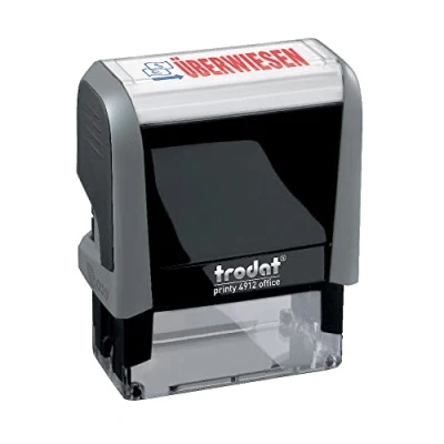 Bild av Trodat Office Printy 4912 självfärgande textstämpel, textreferens, avtrycksfärg blå röd, 47 x 18 mm