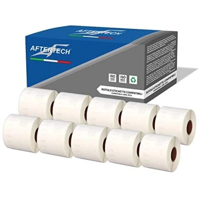 Bild av Aftertech 10x 99014 54x101mm Kompatibel självhäftande etiketter rullar (220 Etiketter/rulle = 2200 totalt) för Dymo LabelWriter Seiko SLP märkningsmaskiner skrivare S0722434 10x99014