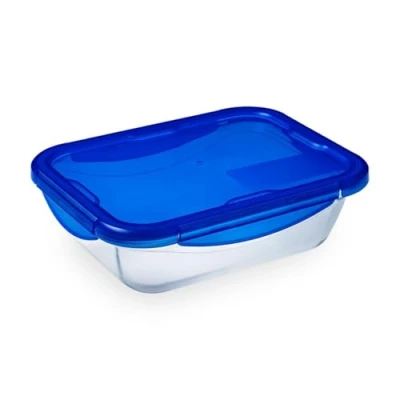 Bild av Dajar glasbehållare med lock Cook och Go, Pyrex, 0,8 L, glas, blå/transparent, 2,21 cm