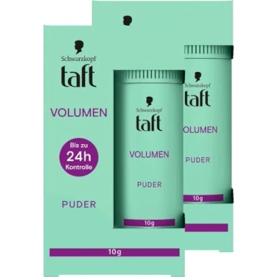Bild av Schwarzkopf Taft hårstyling puder volym (2 x 10 g), volymhårpuder för fullt hår upp till 50 applikationer, veganskt, stylingpuder