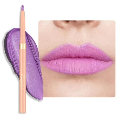 Bild av OULAC Lila läppstift vattentät, vridbar långvarig läppkonturpenna och eyeliner med matt finish, högpigmenterad smidig, konturera dina läppar, vegansk (09) Sweet Taro