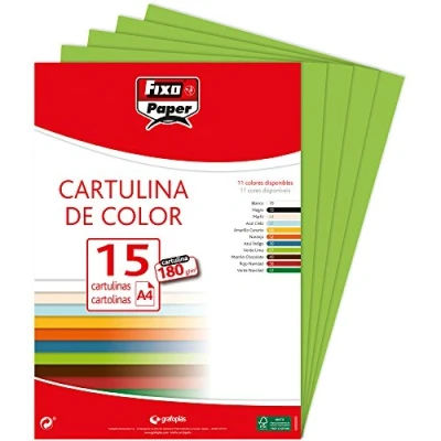 Bild av Fixo Paper 11110627 Förpackning med 15 limegröna kartonger, storlek A4, 180 g/m²