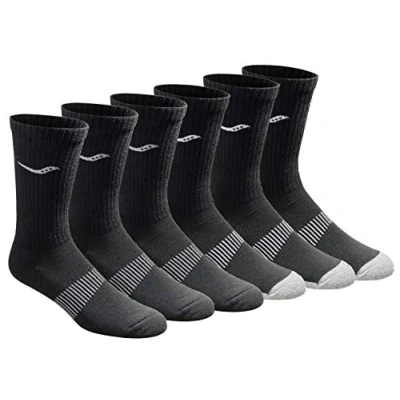 Bild av Saucony Herr Run Dry Athletic Crew Socks Socks, Svart (6 par), Shoe Size: 13 15