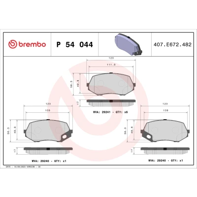 Bild av BREMBO P 54 044 Jeu de plaquettes frein préparé pour indicateur d&#039;usure sans accessoires MITSUBISHI: Canter 7.Generation, 6.Generation