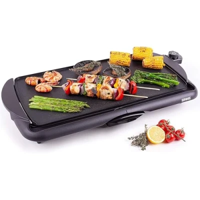 Bild av Duronic GP20 Teppanyaki Grill Non Stick Beläggning Extra Stor Grillplatta 52 x 27cm Justerbar Temperatur Droppbricka för Fett Använd BBQ Inomhus &amp; Utomhus Enkel Att Rengöra Portabel