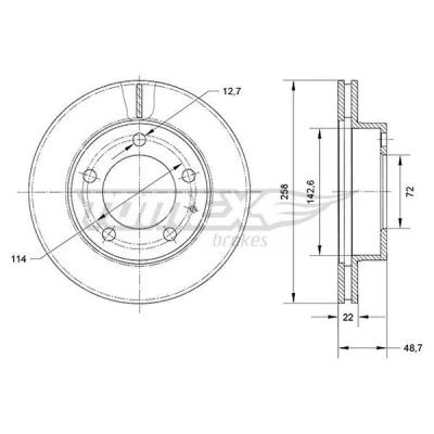 Bild av TOMEX Brakes Bromsskiva TX 70 MAZDA [626, MX 6, PREMACY, XEDOS]