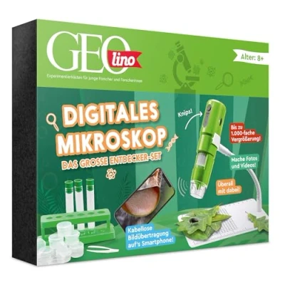 Bild av FRANZIS 67184 GEOLINO Digitales Mikroskop, das große Entdecker Set mit Experimentierideen für drinnen und draußen Kinder ab 8 Jahren, inkl. 96 seitigem Begleitbuch