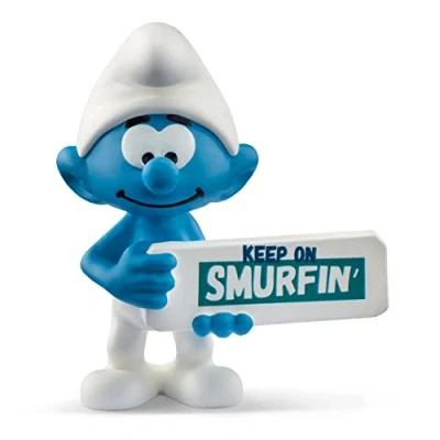 Bild av schleich the Smurfs Smurf med skylt (Keep on Smurfin&#039;), från 3 år, 20843 Leksaksfiguren, 5 x cm