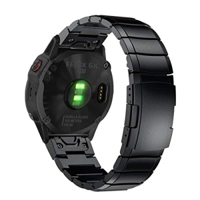 Bild av YOOSIDE för Fenix 5X/Fenix 6X/Fenix 7X armband, QuickFit 26 mm metallarmband säkerhetsspänne länkarmband klockarmband Garmin Enduro, 3, Quatix svart,