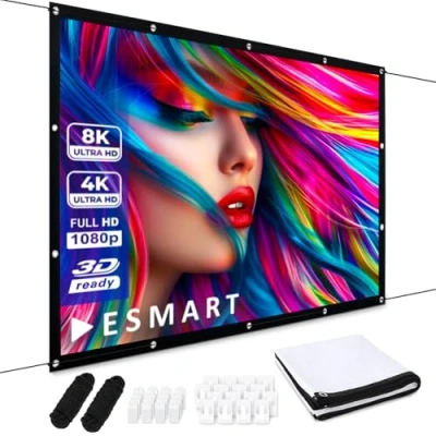 Bild av ESMART Flex spännduk [storleksval 221 x 125 cm (100 tum) 16:9 hemmabio projektorduk utomhus canvas LCD LED