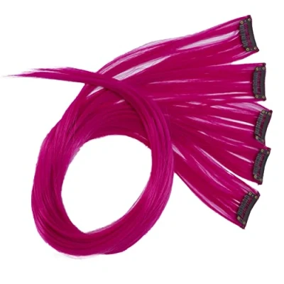 Bild av CAISHA 60cm Färgglad Sträng Highlights Clip In Extension Hårförlängning Rakt Långt Hår Frisyr Fuchsia BST112