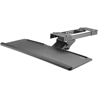 Bild av StarTech.com Tangentbordshylla för montering under bord 670 mm bred och 255 djup höjdjusterbart tangentbordsutdrag ergonomisk tangentbordslåda med lutning vridning (KBTRAYADJ)