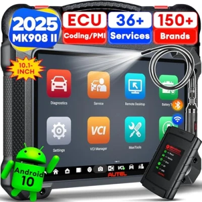 Bild av Autel MaxiCOM MK908 II (med MV108S) Android 10 OBD2 Diagnostisk Scanner, 2024 Uppgradering av MK908/ MK906 PRO, AutoScan 2.0, Nyast ECU Kodning, Dubbelriktad Aktiva Tester, 4G+128G, 36+ Tjänster