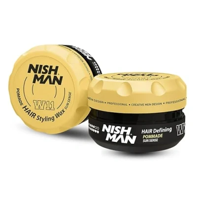 Bild av NISHMAN Hårstyling Pomade Vax W11 Sun Sense 100g Flexibelt Hårvax för Stark Stadga och Glans Perfekt Fast Styling, Vård Långvarig Look