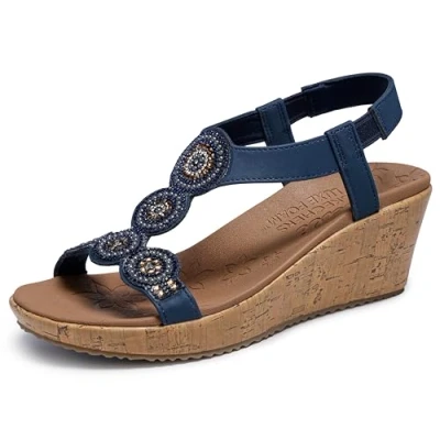Bild av Skechers Dam Beverlee Date Glam Wedge Sandal, USA, BLÅ, 39.5 EU