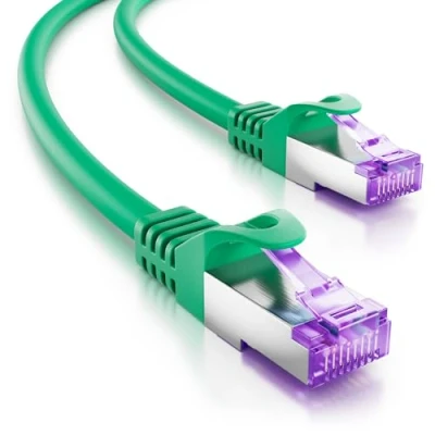 Bild av deleyCON 2m CAT7 Nätverkskabel 10 Gigabit RJ45 Patch Kabel Ethernet (Koppar, SFTP PiMF Skydd) för Highspeed LAN DSL Växla Modem Router Kopplingspanel CAT6 CAT5 Grön