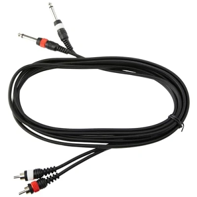 Bild av CASCHA Professionell ljudkabel, 2 x uttag 6,3 mm hane till RCA Chinch hane, 3 m längd, svart