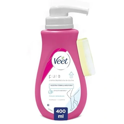 Bild av Veet Kroppshårborttagningskräm för användning under duschen kvinnor, med dosering, känslig hud 400 ml