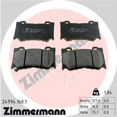 Bild av ZIMMERMANN 24994.160.1 Jeu de plaquettes frein avec indicateur d&#039;usure la photo correspond au contenu livraison, ressort