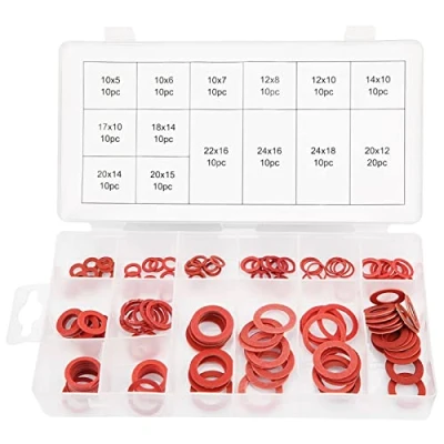 Bild av 150 st Fiberbricka Isolering Flat 14 Storlekar R?d Ring St?l Pappersf?rsegling Bricka