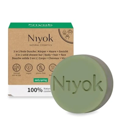 Bild av Niyok® 3 i 1 fast dusch &quot;Early Spring&quot; (80 g) För kropp, hår och ansikte duschgel, schampo ansiktsrengöring ett Ekologisk naturkosmetik Plastfri vegansk