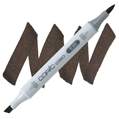 Bild av COPIC Ciao märkpenna typ E 49, mörk bark, mångsidig layoutmärkpenna med en medelbred och penselspets