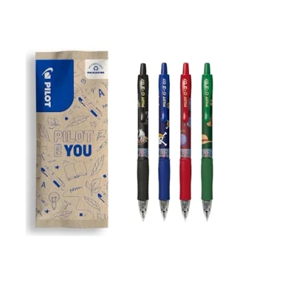Bild av PILOT X one piece Lot de 4 G2 + klistermärken stylos encre gel retractables and rechargeables Édition limiée black, bleu, rouge, vert Pointe Moyenne