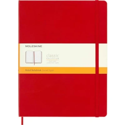 Bild av Moleskine Classic Ruled Paper Notebook, Hard Cover and Elastic Closure Journal, Color Scarlet Red, Size Extra Large 19 x 25 cm, 192 Pages