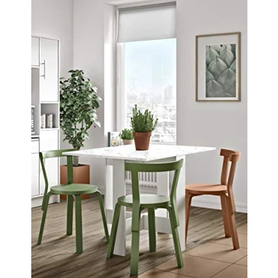 Bild av Temahome Papillon köksbord, spånskiva, vit och marmor, 103/67/28 x 76 73,4 cm (LxBxH)