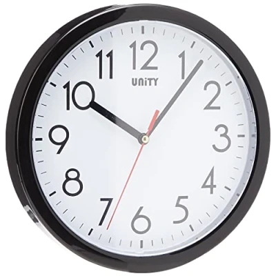Bild av Unity Väggklocka, Hastings, Tyst Sweep, Modern, Svart, 22 cm/8,6 tum