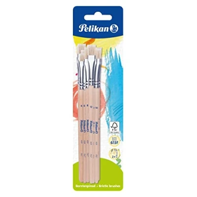 Bild av Pelikan 720409 Borsten Pinsel (Sorte: 613F), Beige, Inhalt je Größe 2 x 4, 6, 8, 10 und 12