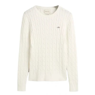 Bild av GANT Stretch Cable C NECK Stickad tröja, Storlek: 3XL, Eggshell